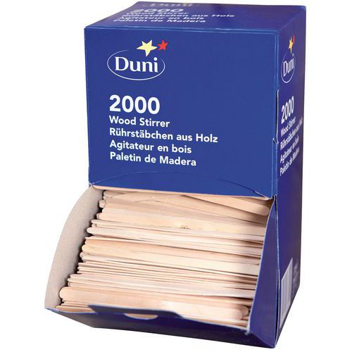 Agitatori in legno in dispenser lungo. 113 mm,