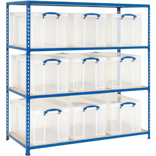 Scaffalatura per contenitori 35 L, 1.220x1.220x455 mm + 9 contenitori,