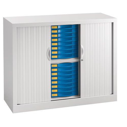 Armadi A Cassetti Con Serranda E 56 Cassetti Blu,