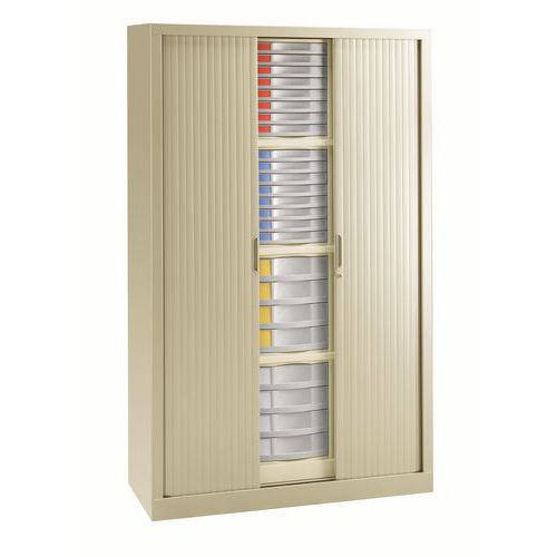 Armadio A Serrande Monoblocco E 72 Cassetti Grigio Chiaro,