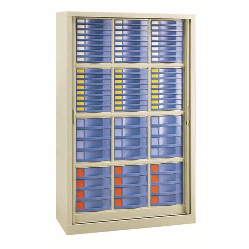 Armadio A Serrande Monoblocco E 72 Cassetti Blu,