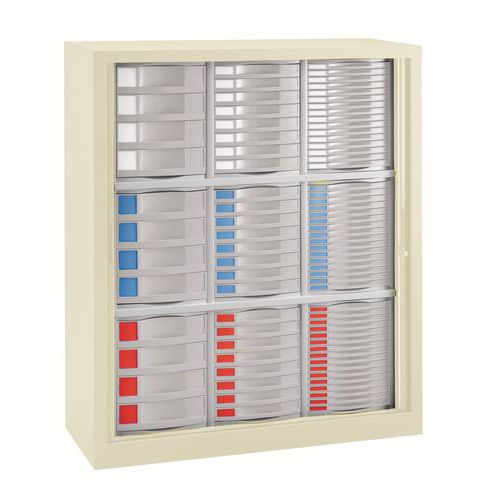 Armadio A Serrande Monoblocco E 84 Cassetti Grigio Chiaro,