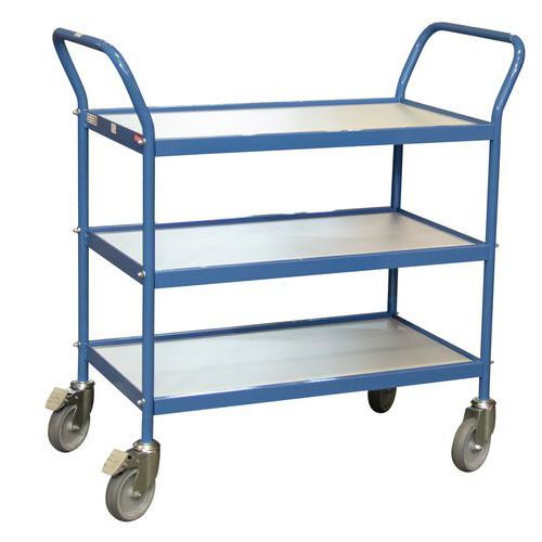 Carrello con ripiani in legno 150 kg - 3 ripiani - Ruote in gomma,