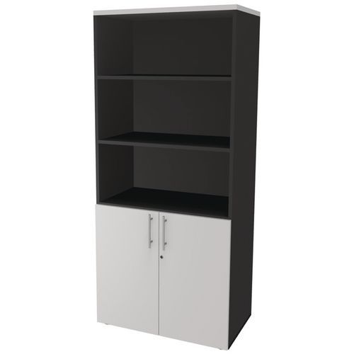 LIBRERIA 2 ANTE BASSE ANTRACITE BIANCO,