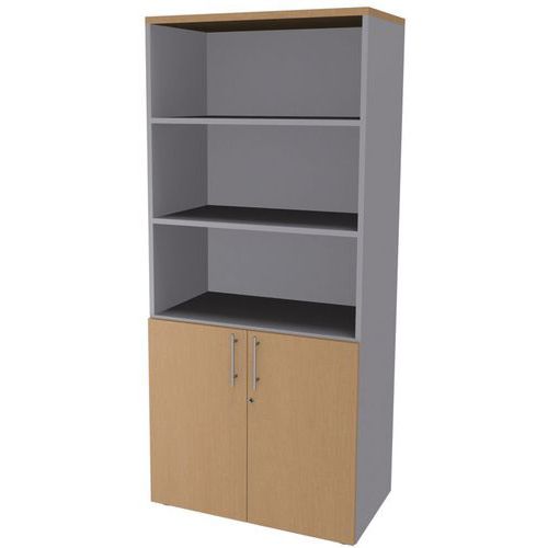 LIBRERIA 2 ANTE BASSE ALLUMINIO FAGGIO,