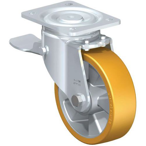 Rotella girevole P=500 kg D=160 battistrada poliuretano + freno,