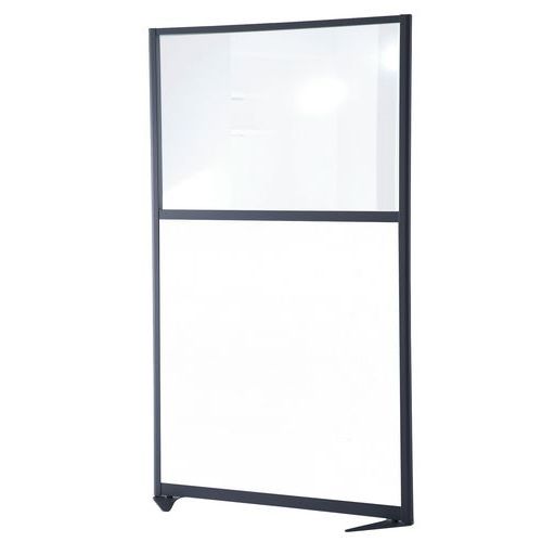 PANNELLO SEMIVETRO MEL/BIANCO PROFILO GRIGIO H150xL80 CM,