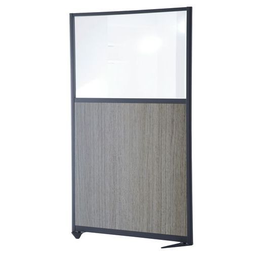 PANNELLO SEMIVETRO MEL/QUERCIA PROFILO GRIGIO H150xL80 CM,