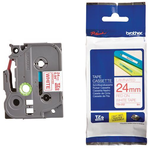 Brother Bianco/Rosso Tze-252 Cassetta Nastro Pet Colore Nastro: Colore Carattere: 24 Mm 8 M - Immagine 6