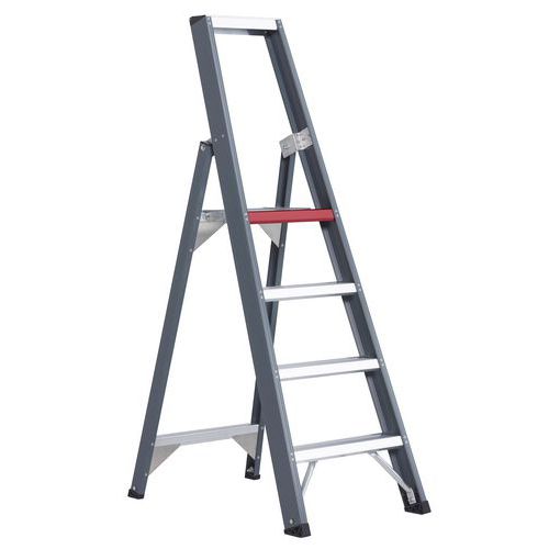 scaletta falco semplice accesso 4 gradini nero alluminio,