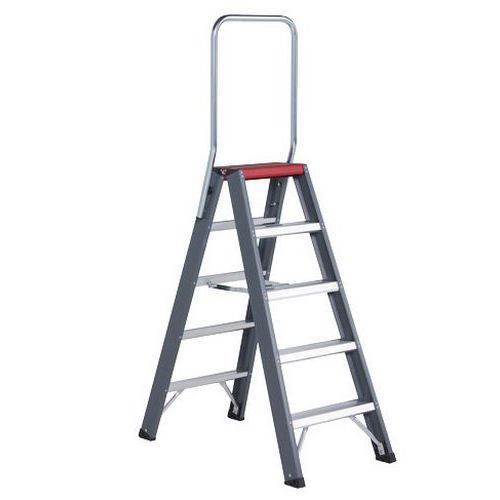 scaletta falco doppio accesso 5 gradini nero alluminio,