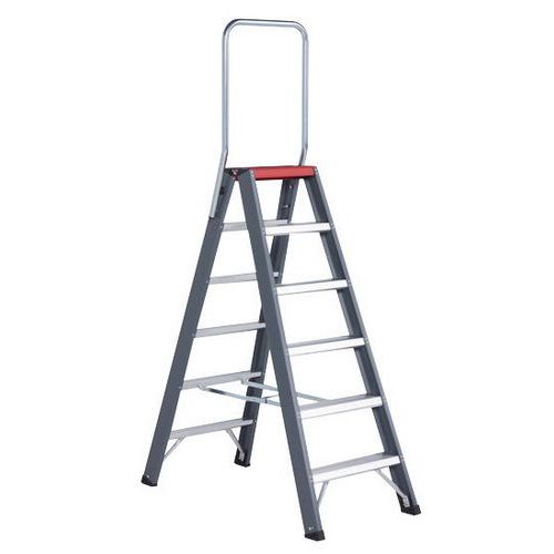 scaletta falco doppio accesso 6 gradini nero alluminio,