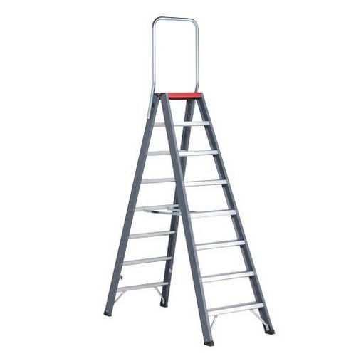 scaletta falco doppio accesso 8 gradini nero alluminio,