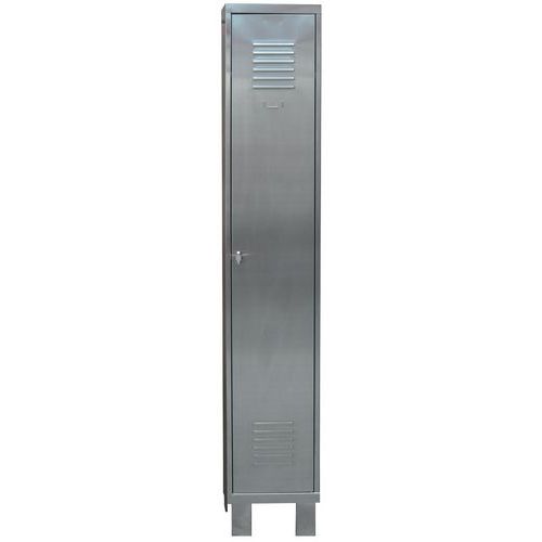 Armadietto mono IP inox 1 col. su piedi - Largh. 300 - Alt. 1940 - Prof. 490 mm - Lucchettabile,