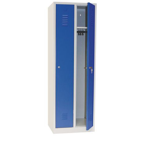 Armadietto IP blu 2 col da montare, serr a chiave, con base,