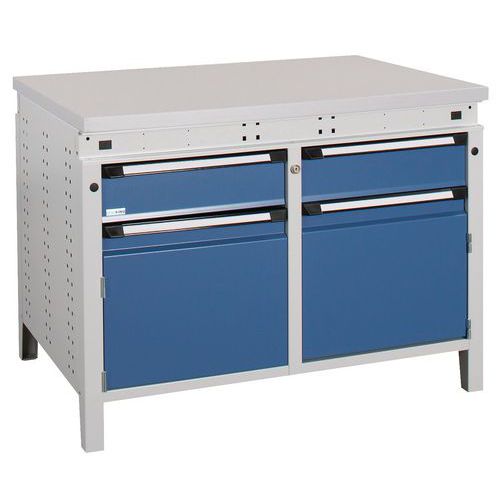 Banco L=1150Mm 2 Casset + 2 Ante + Piano Stratificato,