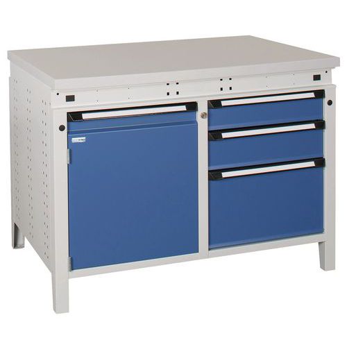 Banco L=1150Mm 3 Cassetti + 1 Ante + Piano Stratificato,