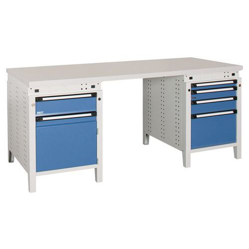 Banco L=2000Mm 5 Cassetti + 1 Anta + Piano Stratificato,