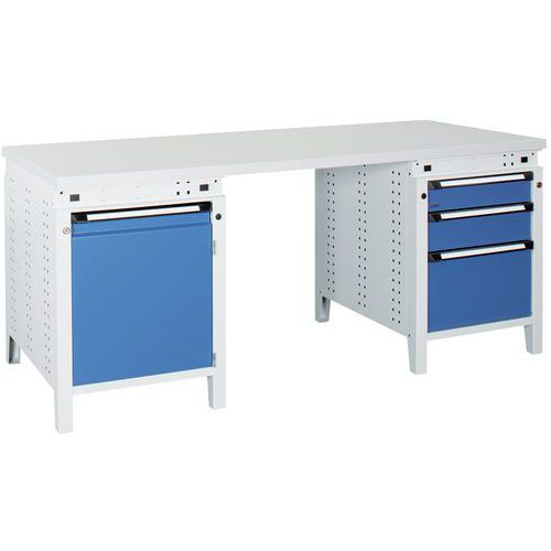 Banco L=2000Mm 3 Cassetti + 1 Anta + Piano Stratificato,