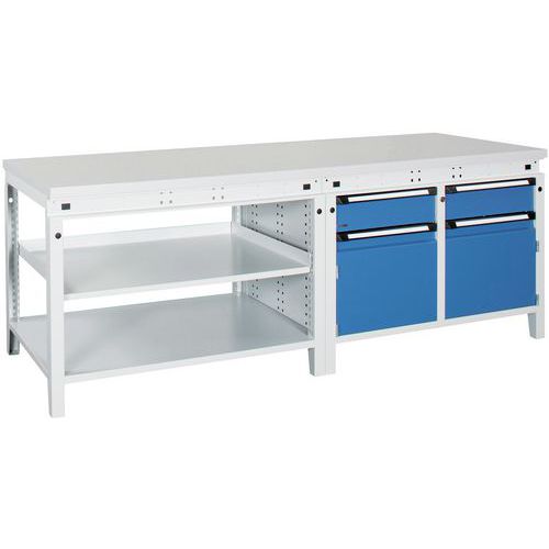 Banco L=2300Mm 2 Cassetti + 2 Ante + Piano Stratificato,