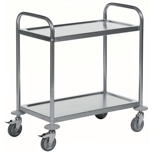 Carrello inox - 2 ripiani 685 mm x 380 mm - Portata 100 kg,