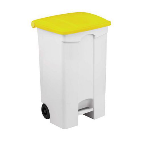 Contenitore mobile a pedale bianco-giallo 90 lt,