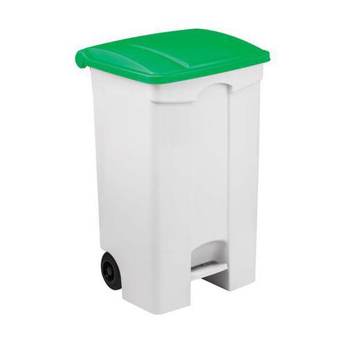 Contenitore mobile a pedale bianco-verde 90 lt,