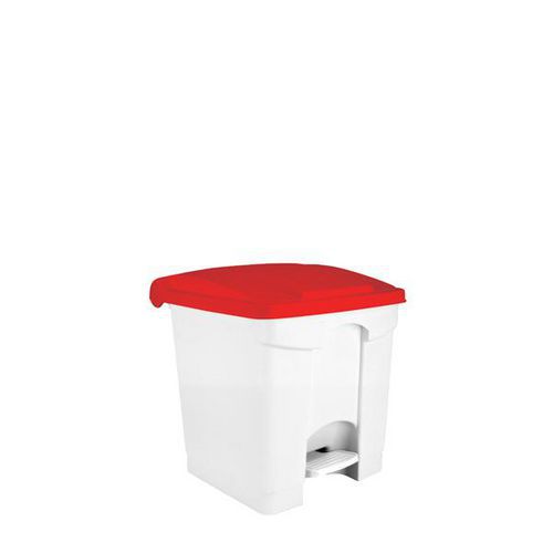 Contenitore a pedale bianco-rosso 30 lt,