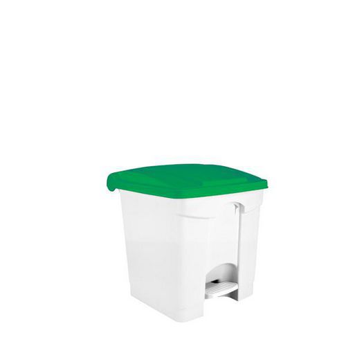 Contenitore a pedale bianco-verde 30 lt,