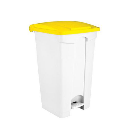 Contenitore a pedale bianco-giallo 90 lt,