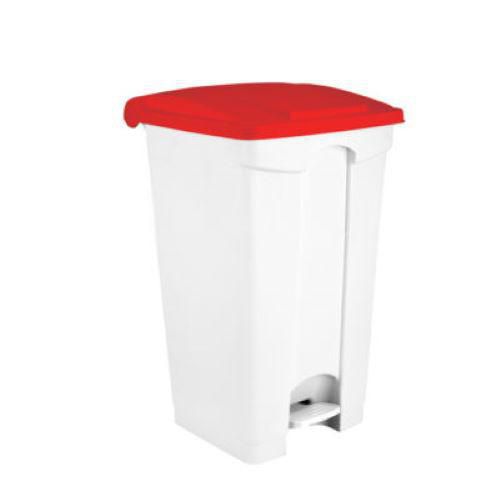 Contenitore a pedale bianco-rosso 90 lt,