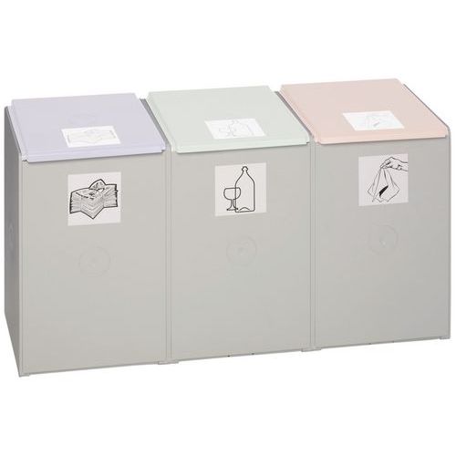 Pattumiera in plastica modulare per la raccolta differenziata tre elementi 40 L,