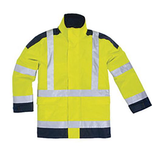 Parka alta  vis. polies. spalmato PU giallo fluo-blu tg 3XL,