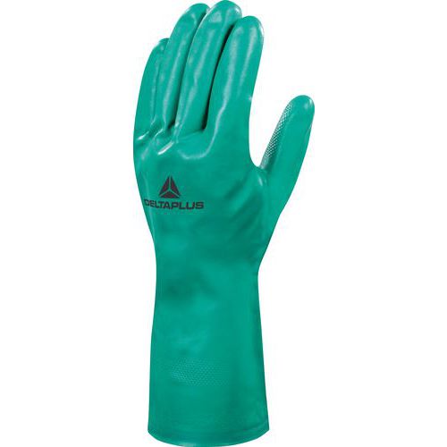 Guanto nitrile floccato cotone - 33 cm verde taglia 08,
