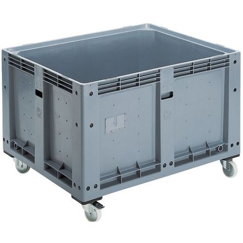 Cassa-pallet rigida grigio chiaro 600 L 4 ruote,