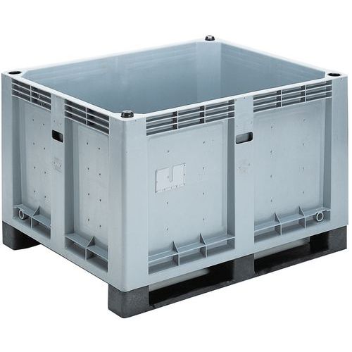 Cassa-pallet rigida grigio chiara 600 L 2 pattini,