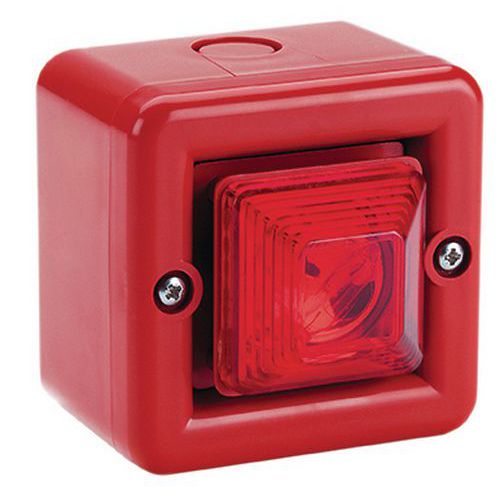 Mini sirena 100dB led lampegg. 24VCC Ottico Rosso IP66,