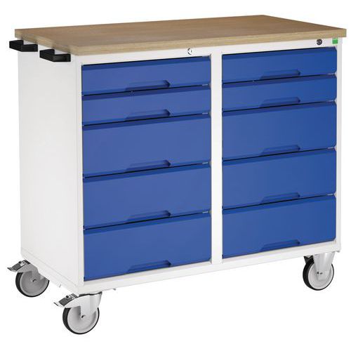Banco mobile 10 cassetti L1050xP550xA980 mm grigio/blu,