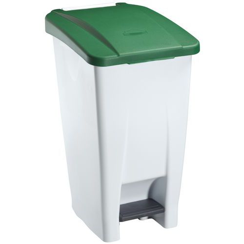 Pattumiera mobile pedale 60 L coperch bianco verde,
