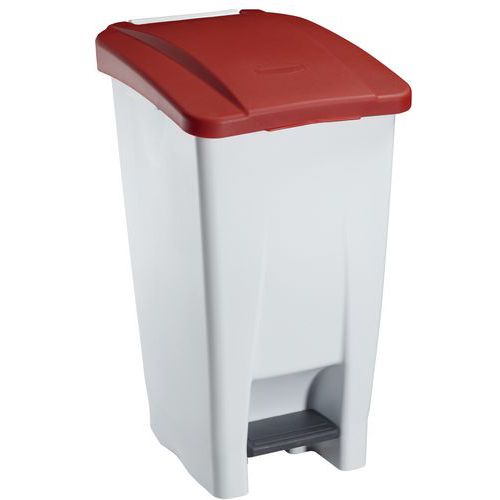 Pattumiera mobile pedale 60 L coperch bianco rosso,