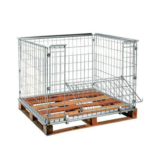 Sponda per pallet pieghevole filo d'acciaio 1200x800 + 1 patta,