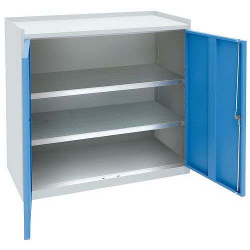 armadio+bordi H91xP50xL100 blu 2 ripiani base grigia,