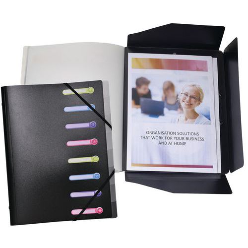 Raccoglitore 8 scomp PP 3 alette 25X32 cm nero,