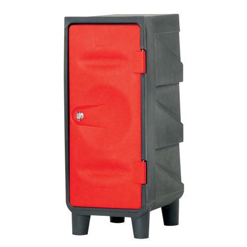 Armadietto in plastica vuoto Piedi/copertura Grigio/rosso,