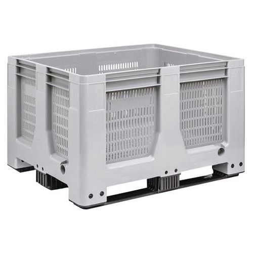 Cassa-pallet forata 3 pattini 1200x1000x760 mm grigia,