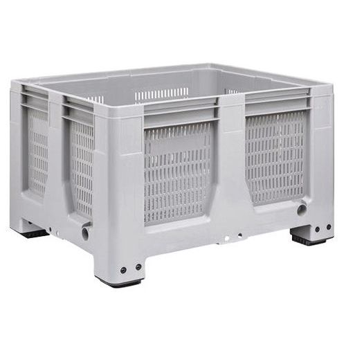 Cassa-pallet forata su piedi 1200x1000x760 mm grigia,