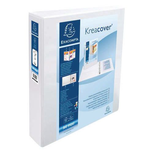 Exacompta Bianco Raccoglitore 4 Anelli A4 Maxi Kreacover Diametro Anello 40 Mm