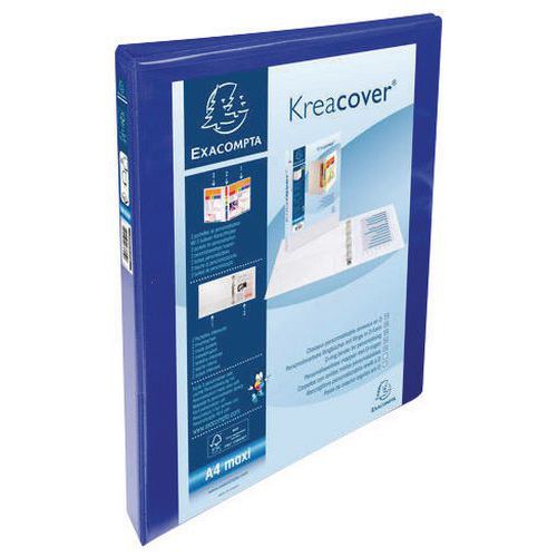 Raccoglitore 4 anelli A4 Maxi Kreacover, diametro anello 20 mm - Blu,