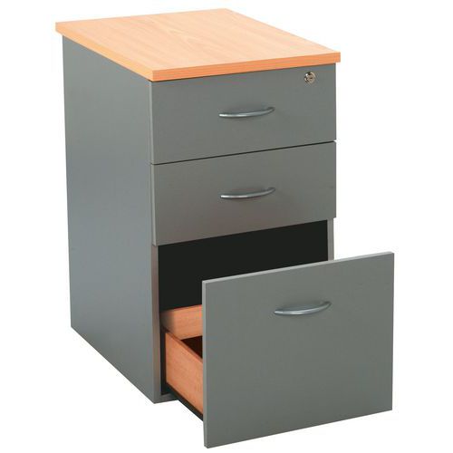 Cassettiera Altezza Scrivania Colore Faggio / Alluminio,