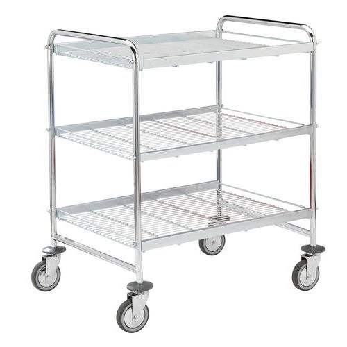 Carrello a 3 ripiani 780x520 mm in acciaio zincato,
